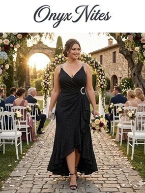 strapless black silk dress Vintage Dress | Onyx Night | Size L main image 1